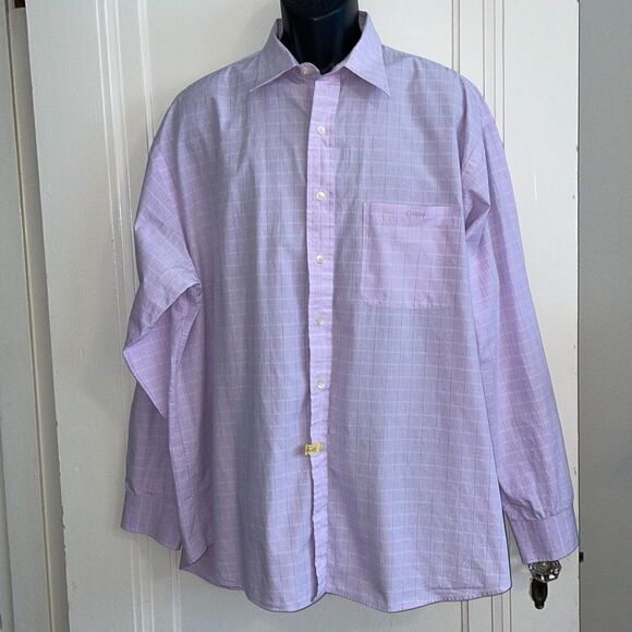 Vintage 80s Harold Powell lavender & white check cotton long sleeve shirt - Picture 1 of 10